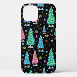 Bunte Weihnachtsbäume in der Weihnachtsnacht Illus Case-Mate iPhone Hülle