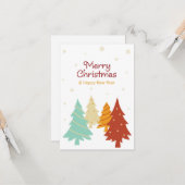 Bunte Weihnachtsbäume. Karte (Vorderseite/Rückseite Beispiel)