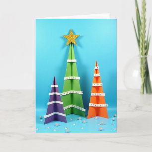 Bunte Weihnachtsbäume Karte