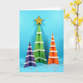 Bunte Weihnachtsbäume Karte (Gelbe Blume)