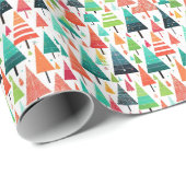 Bunte Weihnachtsbäume Muster Geschenkpapier (Rolleneckpunkt)