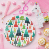 Bunte Weihnachtsbäume Muster Pappteller (Party)