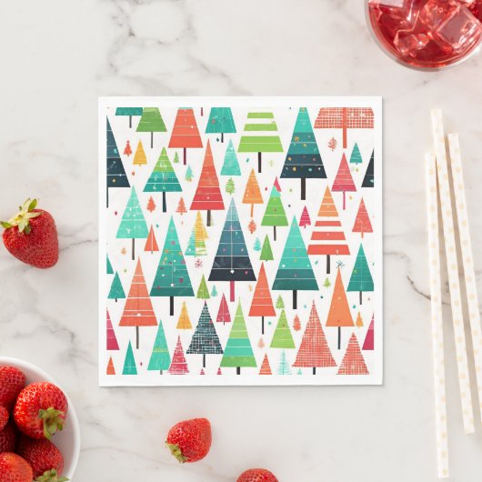 Bunte Weihnachtsbäume Muster Serviette (Beispiel)
