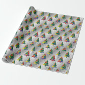 Bunte Weihnachtsbäume Xmas Geschenkpapier (Ungerollt)