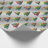 Bunte Weihnachtsbäume Xmas Geschenkpapier (Ecke)