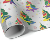 Bunte Weihnachtsbäume Xmas Geschenkpapier (Rolleneckpunkt)