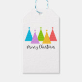 Bunte Weihnachtsbaumen Kraft Geschenkanhänger (Vorderseite)