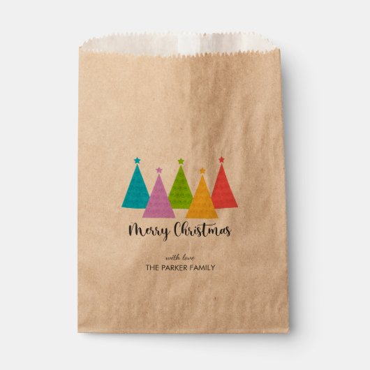 Bunte Weihnachtsbaumen Kraft Geschenktütchen (Vorderseite)
