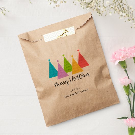 Bunte Weihnachtsbaumen Kraft Geschenktütchen (Versiegelt)