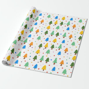 Bunte Weihnachtsbaumen Spaß Weihnachten Geschenkpapier