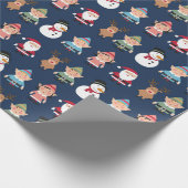 Bunte Weihnachtselfe und Cartoon-Charaktere Geschenkpapier (Ecke)