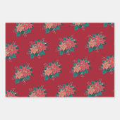Bunte Weihnachtsfeier Poinsettias Geschenk Wrap Se Geschenkpapier Set (Vorderseite)