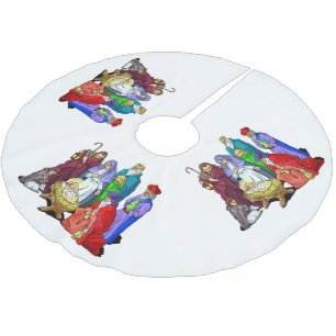 Bunte WeihnachtsGeburt Christis-Szene Polyester Weihnachtsbaumdecke