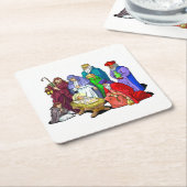 Bunte WeihnachtsGeburt Christis-Szene Rechteckiger Pappuntersetzer (angewinkelt)