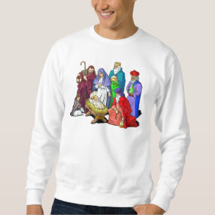 Bunte WeihnachtsGeburt Christis-Szene Sweatshirt