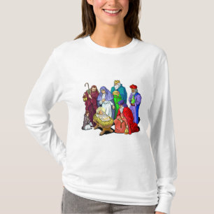 Bunte WeihnachtsGeburt Christis-Szene T-Shirt