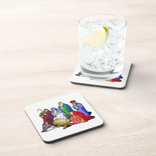 Bunte WeihnachtsGeburt Christis-Szene Untersetzer (Rechte Seite)