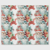 Bunte Weihnachtsgeschenke mit festlichen Katzen Geschenkpapier (Flach)
