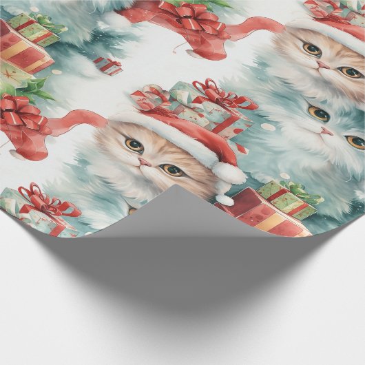 Bunte Weihnachtsgeschenke mit festlichen Katzen Geschenkpapier (Ecke)