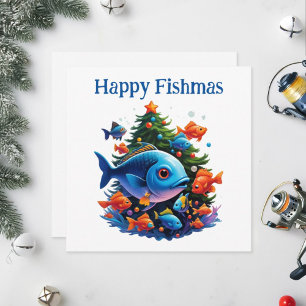 Bunte Weihnachtsgrüße für Fischer. Feiertagskarte