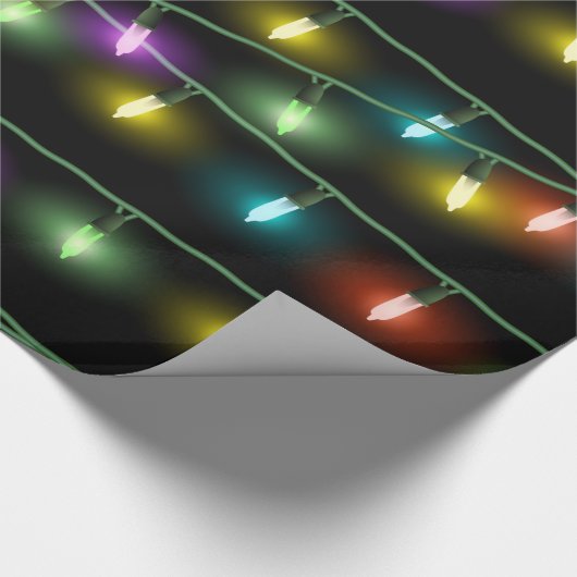 Bunte Weihnachtslichter Geschenkpapier (Ecke)