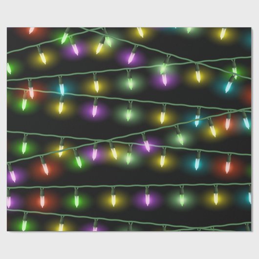 Bunte Weihnachtslichter Geschenkpapier (Flach)