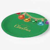 Bunte Weihnachtsschmuck, frohe Weihnachten, Pappteller (Schrägansicht)