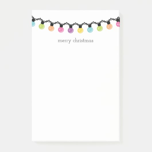Bunte Weihnachtsschnur beleuchtet | frohe Post-it Klebezettel (Vorderseite)