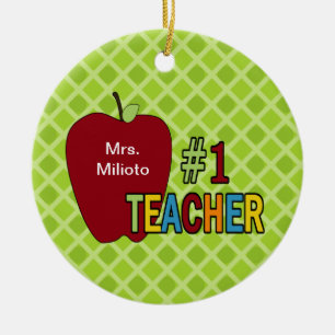 Bunte Weihnachtsverzierung des Lehrer-#1 Keramik Ornament