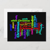 Bunte Weihnachtswort-Wolke Feiertagspostkarte (Vorne/Hinten)