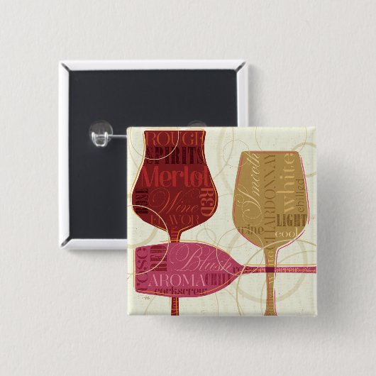 Bunte Wein-Gläser Button (Vorne & Hinten)
