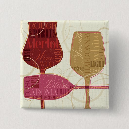 Bunte Wein-Gläser Button (Vorderseite)