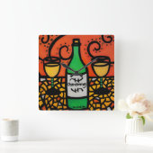 Bunte Wein-Kunst Chardonnay Quadratische Wanduhr (Zuhause)