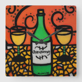 Bunte Wein-Kunst Chardonnay Quadratische Wanduhr (Vorderseite)