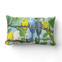 Bunte Wellensittiche - handgemalt | Kissen