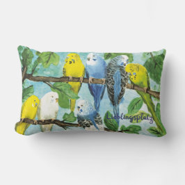 Bunte Wellensittiche - handgemalt | Kissen
