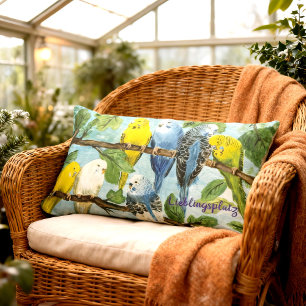 Bunte Wellensittiche - handgemalt   Kissen