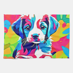Bunte Welpen-Kunst Geschirrtuch