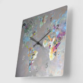 Bunte Welt Quadratische Wanduhr (Winkel)
