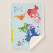 Bunte Weltkarte-Baby-Decke Sherpadecke (Vorderseite)
