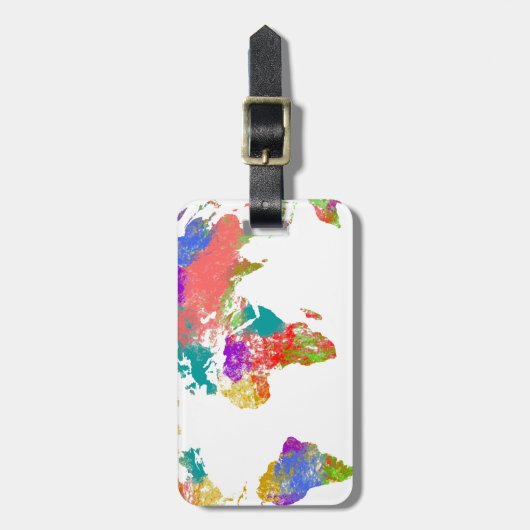 Bunte Weltkarte Gepäckanhänger (Vorderseite vertikal)