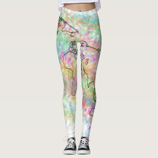Bunte Weltkarten-Leggings Leggings (Vorderseite)
