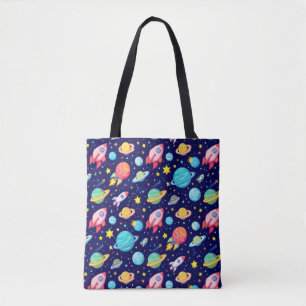 Bunte Weltraum-Cartoon-Glühbirne 🌈 Spaßige Galaxi Tasche