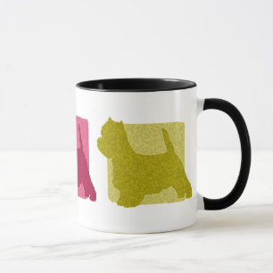 Bunte Westhochland-weißer Terrier-Silhouetten Tasse