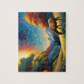 Bunte Wiese-Elche mit Blumen-Kunst Puzzle (Vertikal)