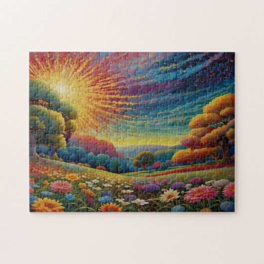 Bunte Wiesen Kunst Puzzle (Horizontal)