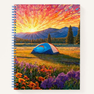 Bunte Wiesenblumen Camping Zelt Kunst Notizblock