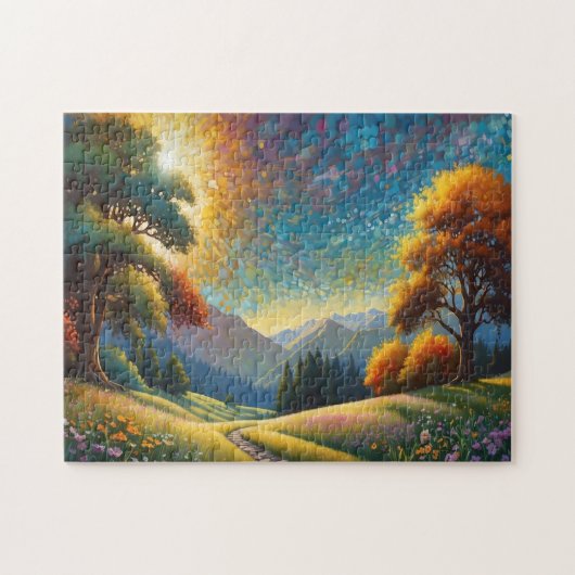 Bunte Wiesenblumen Kunst Puzzle (Horizontal)