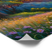 Bunte Wiesenelk mit Blumen Kunst Poster (Ecke)