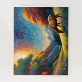 Bunte Wiesenelk mit Blumen Kunst Puzzle (Vertikal)